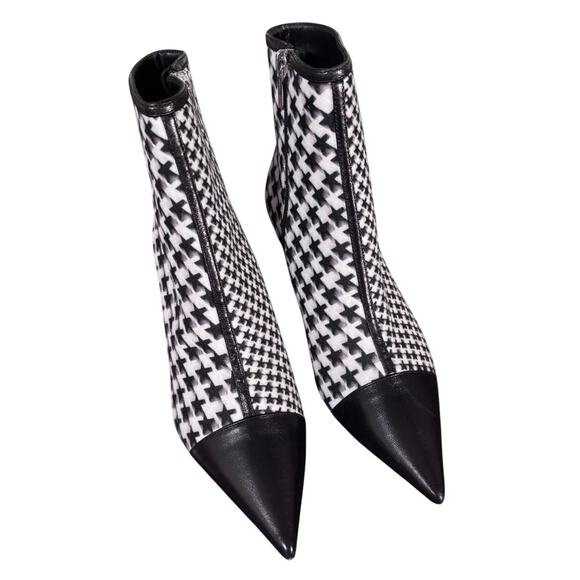 New Auth. Jimmy Choo Kix Leather Wool Kitten Heel Ankle Boots Size 36.5 - Picture 5 of 10